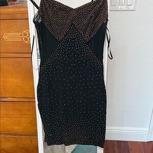 Black Dress with Gold Stud Detail - Women’s Evening Dress